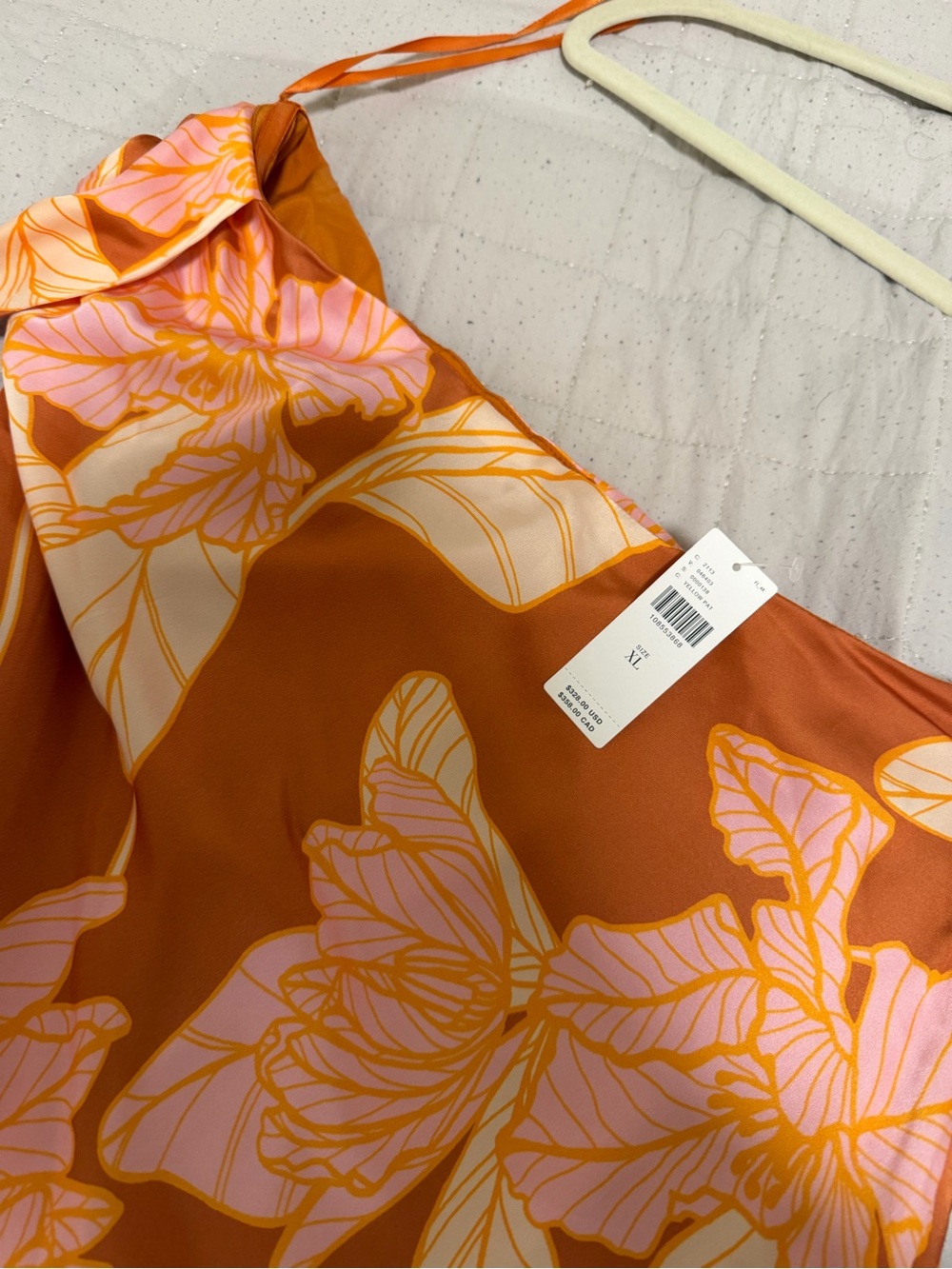 Hutch Rust Floral One-Shoulder Midi Dress with Feather Hem - Picture 4 of 5